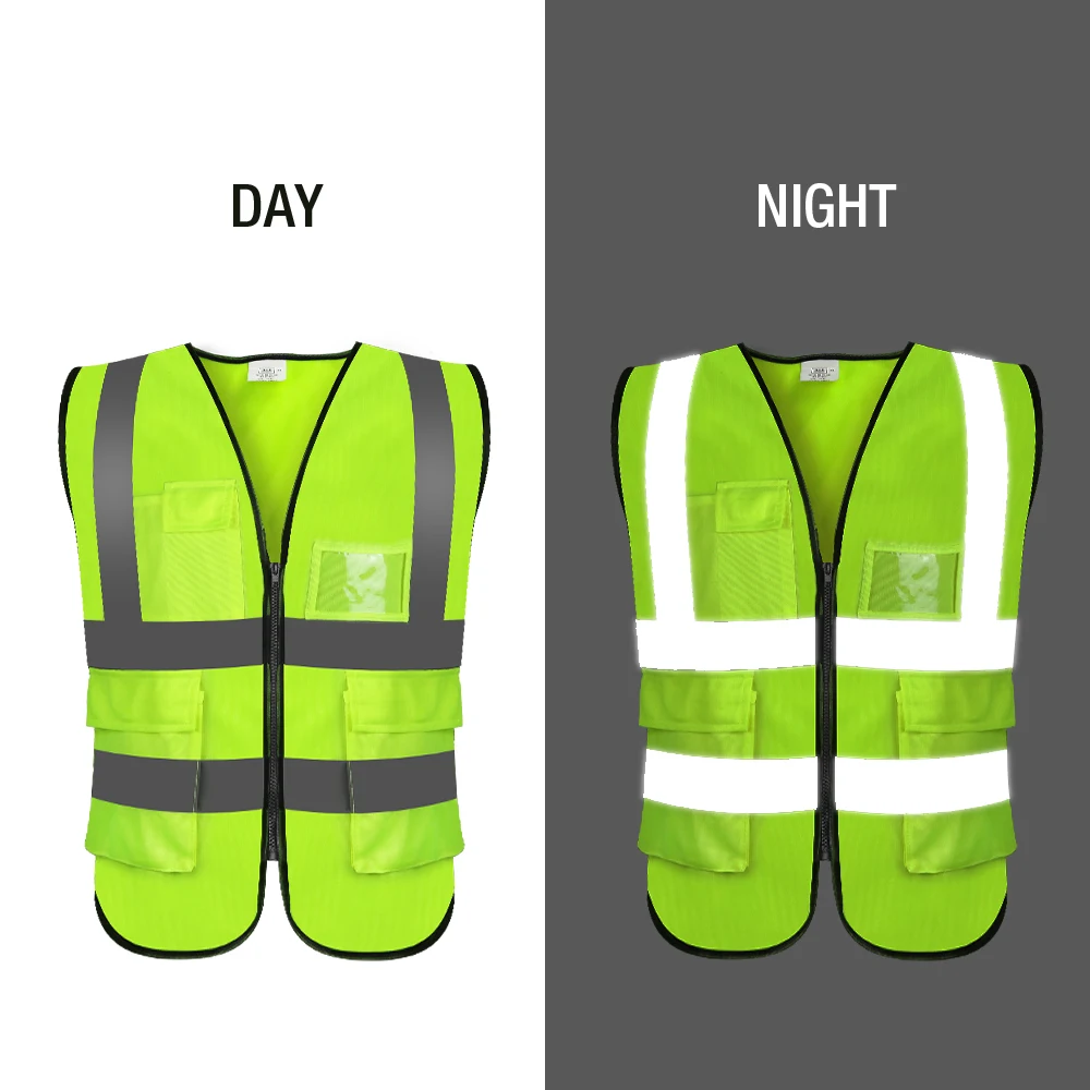 Защитный жилет высокой видимости EN20471 ISO CE, высококачественный светоотражающий жилет с несколькими карманами, высокая видимость