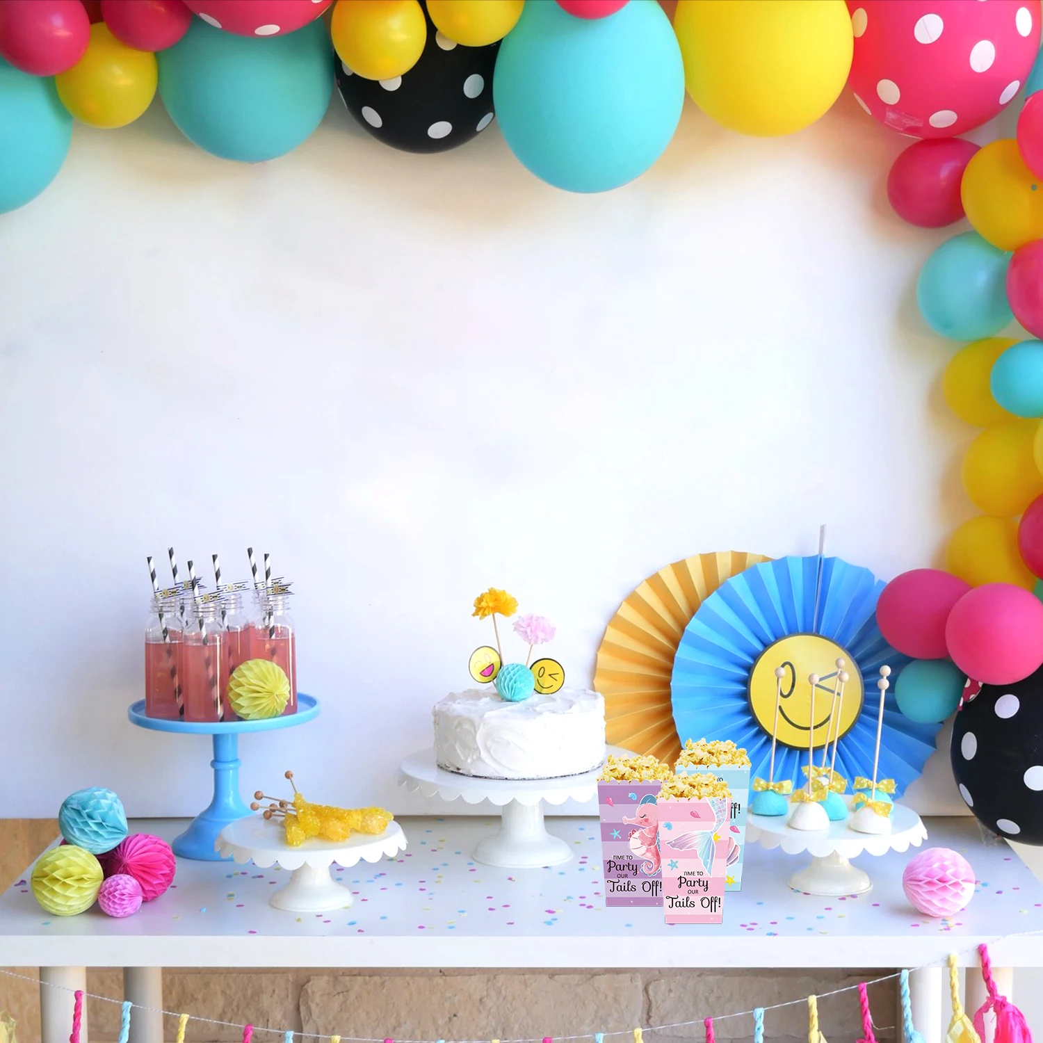 24 Mermaid popcorn box Mermaid open top treatment box Snack candy cookie holder container Mermaid birthday theme