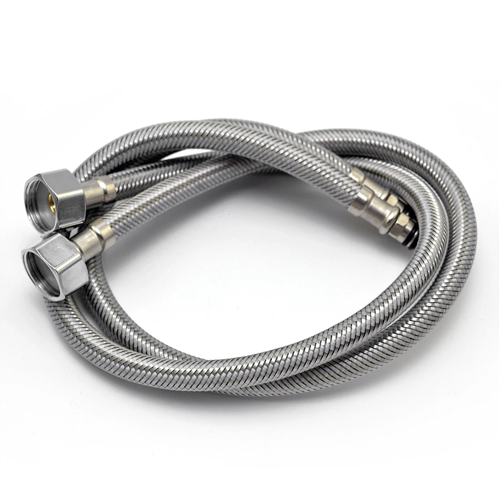 MCBKRPDIO 304 Stainless Steel Braided Hose Shower for Kitchen Faucets (2 Pcs/set Red and Blue Labels)