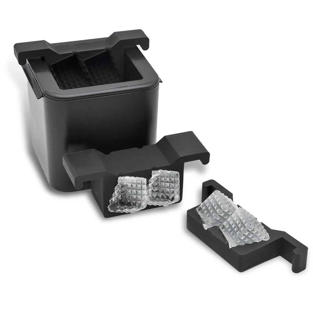 BHD Silicone Prism Crystal Clear Ice Cube Maker Make 4 Large Square Ice Cubes for Whiskey Cocktails Bourbon BPA Free