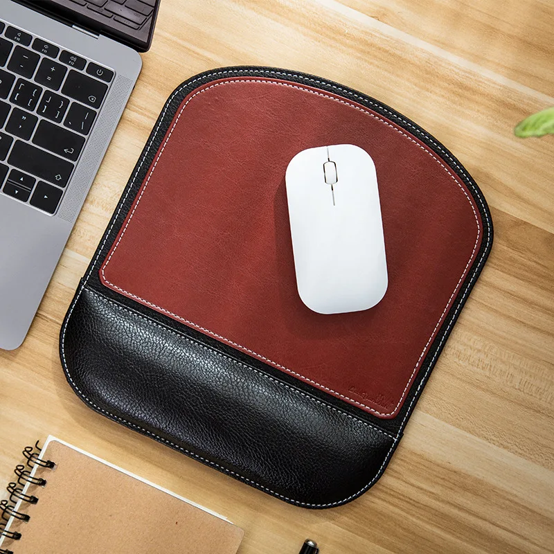Personalized Custom Logo Waterproof PU Leather Mouse Pad Computer Desktop PU Wrist Mouse Pad For Laptop Office Gaming
