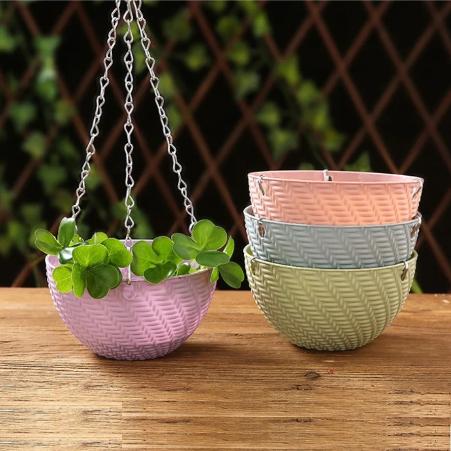 Лидер продаж прочные пластиковые подвесные корзины горшки для цветов Ротанговые плетеные сада