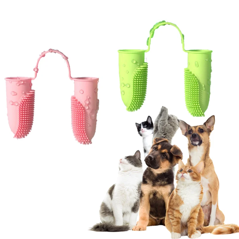 Hot Sale Dog Cleaning Supplies Silicone Puppy Cat Brush Portable Soft Pet Finger Toothbrush