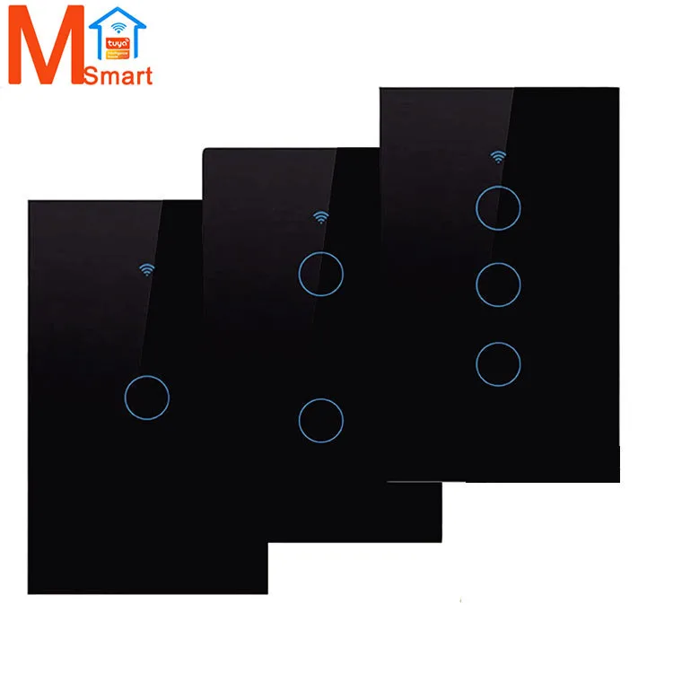 Porular New US Standard tuya touch screen light smart switch wifi app control home wall smart switch wifi