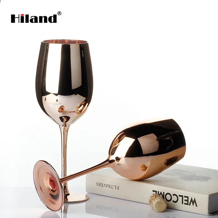 
Cheap import products customized white electro plating goblet wine glass 
