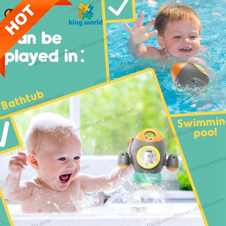 Cute Rocket Bathing Waterfall Spray Water Interactive Kids Favor Bath Toy