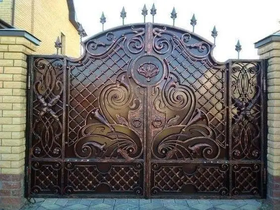 Design of American luxury decorative safety door wrought iron gate arch design