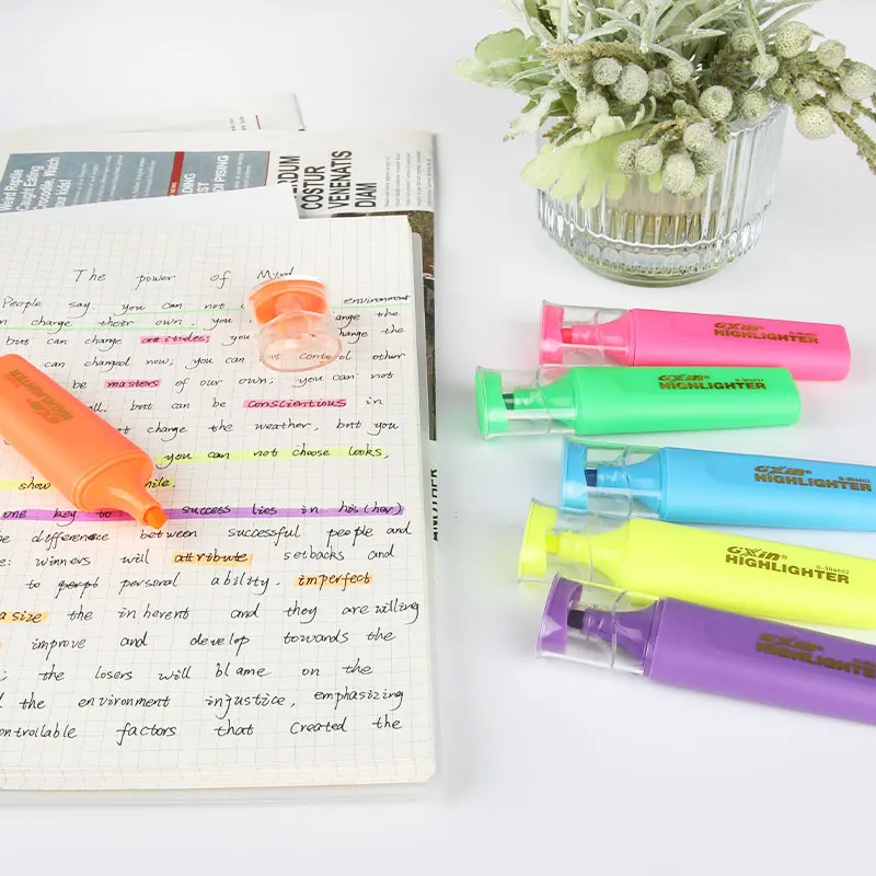 Gxin G-304802 High Capacity neon color Highlighter marker pen Art Graffiti Colorful Paint Fluorescent Pen custom highlighters