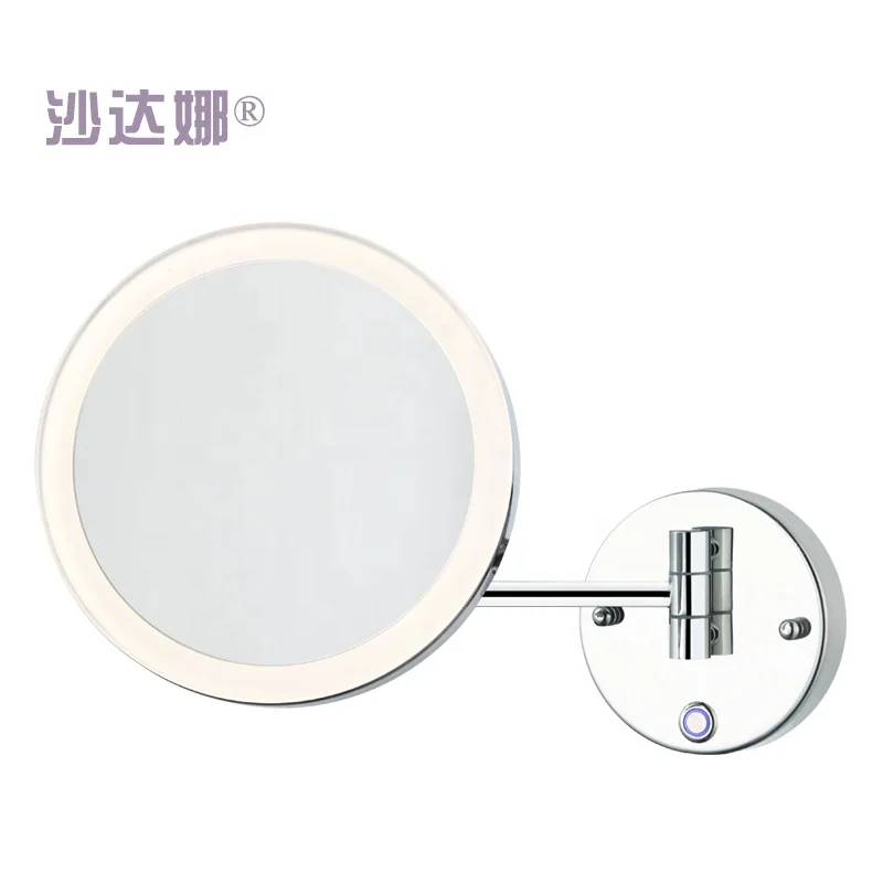 Hot Fashionable Makeup Mirror With Led Light Lamps Nordic Round Bathroom Extendable Shower Shaving Mirror Espejo De Espejo