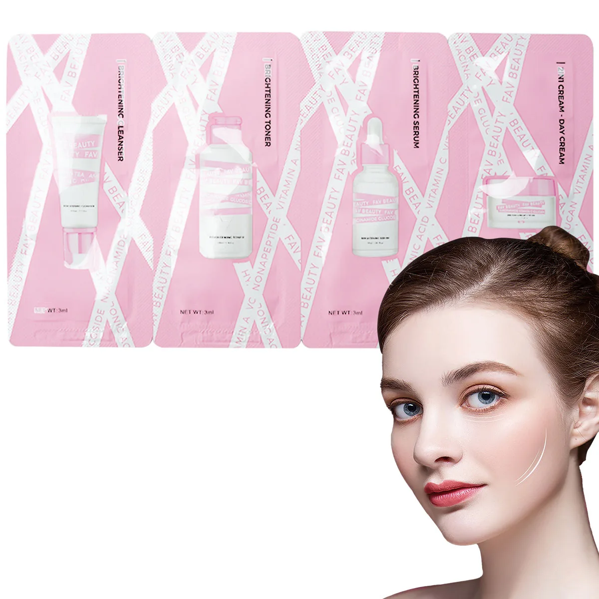 New arrival Commercial centella asiatica extract brightening skin care set Travel suit set of 4 pieces