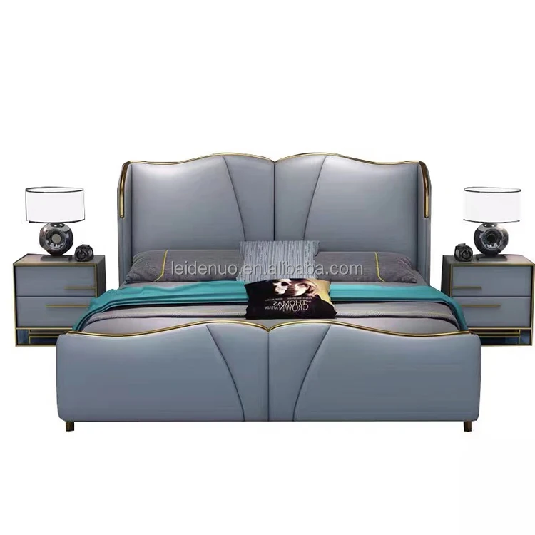 New Model Modern European Bedroom Furniture Double Beds Luxury Standing Soft Bed