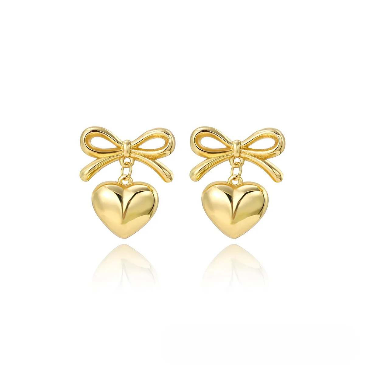 Vintage Heart Earrings Wedding Gift Stainless Steel Jewelry Fashion Dangle Bow Knot Pendant Earrings Women Luxury