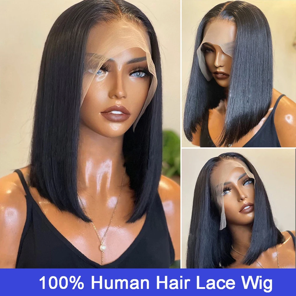 Free sample bone straight short human hair lace bob wigs for wholesale vendor,13x4 / 4x4 closure bob wig for black women