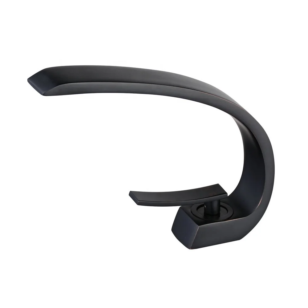 New Bathroom Matte Black Brass Sink Faucet with Long Spout