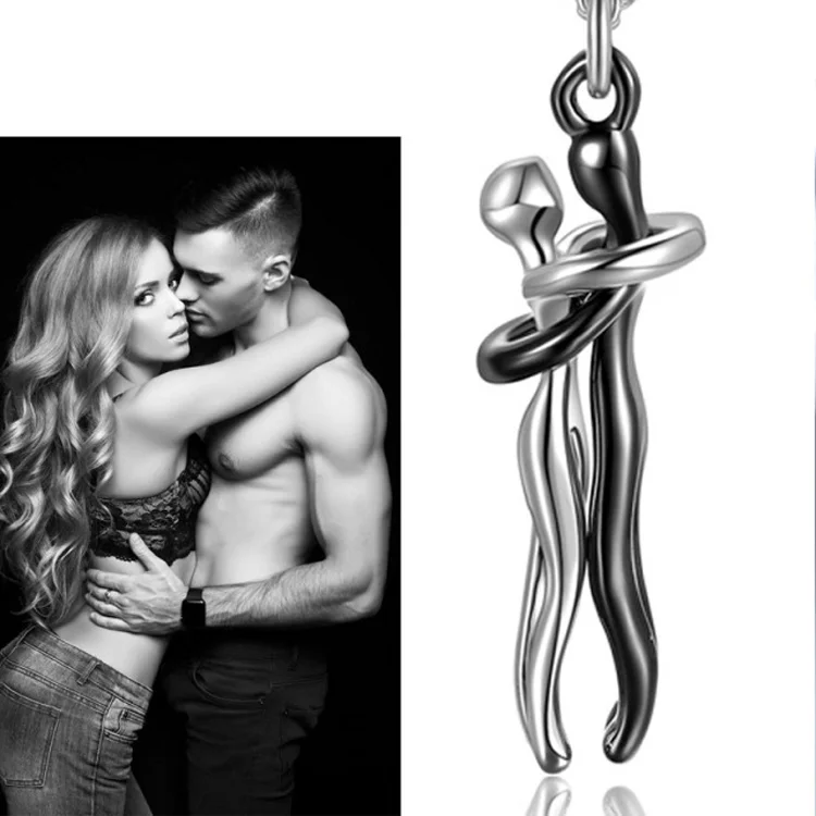Best selling fashion couple love hug necklaces silver gold plated jewelry