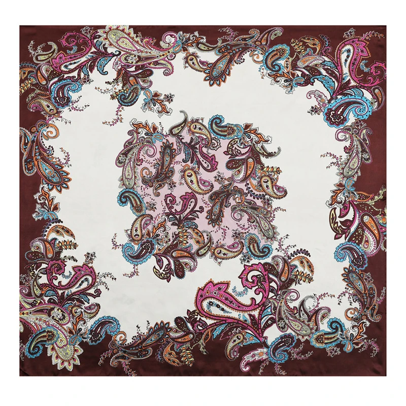 2021 Fashion floral printed satin silk hijab scarf rectangle custom logo luxury women satin silk hair head scarf