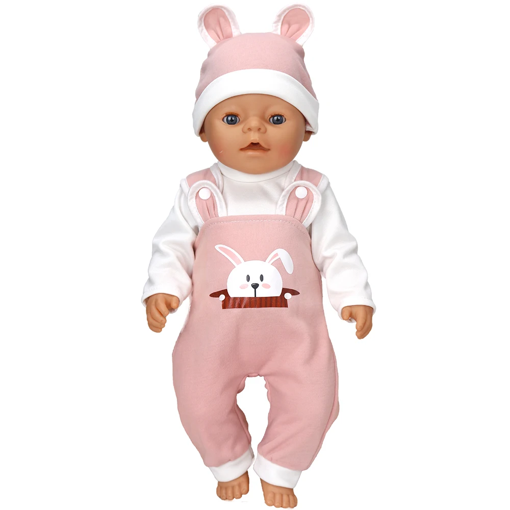 Reborn baby doll clothes 18 inch costume pink brown bunny bear three piece set for girls and boys