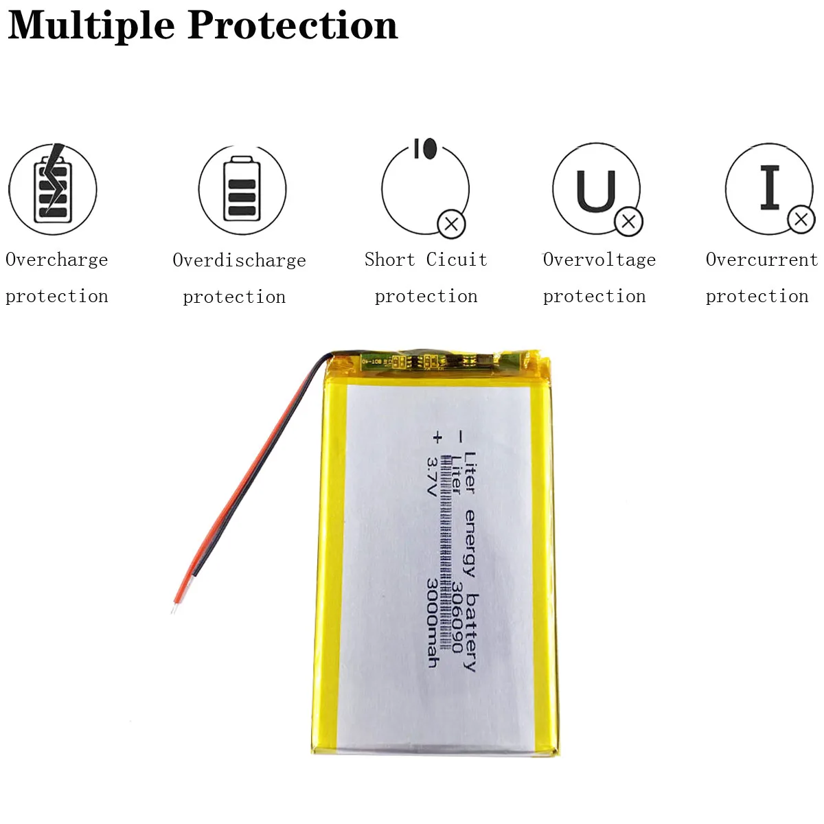 lipo 306090 3000mah 7v rechargeable lithium polymer battery  li-polymer battery CE FCC ROHS