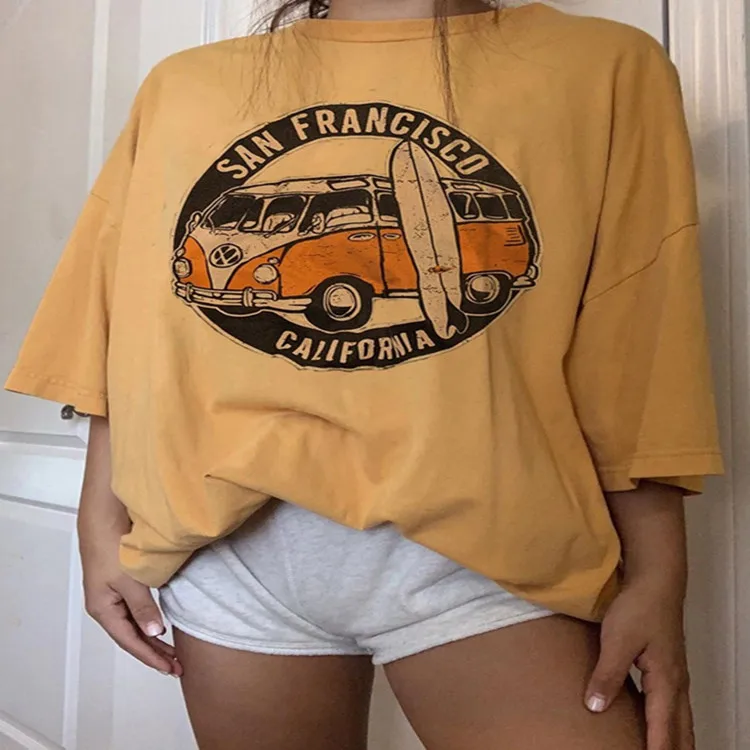 New Design Plus Size Summer Casual Ladies Printed Short Sleeve Oversize T Shirts Women Tops