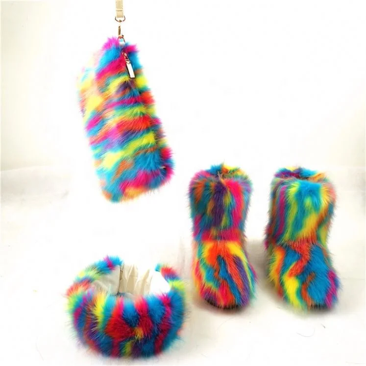 
Factory Direct Wholesale fur snow boots warm fur boots women fashionable snow boots waterproof for women 