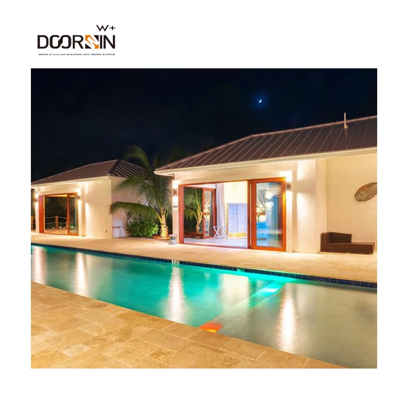 Popular CE Certified Entrance Doors Residential Thermal Break Save Energy Solid Wood Sliding Patio Doors