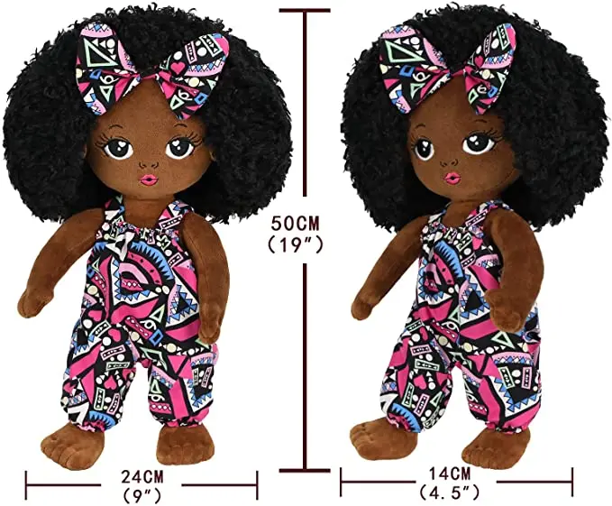 Пользовательские черные детские куклы американские афроамериканские мягкие плюшевые черная игрушка