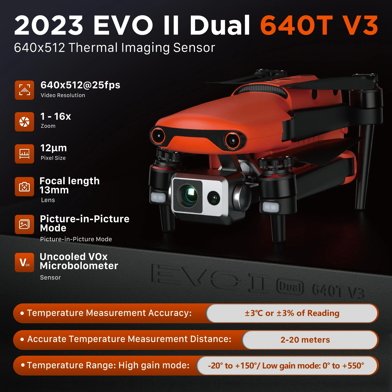 Autel Robotics EVO 2 II Dual 640T V3 Quadcopter 10KM Long Range Control Distance Surveillance UAV Dron Thermal 4K Camera Drone