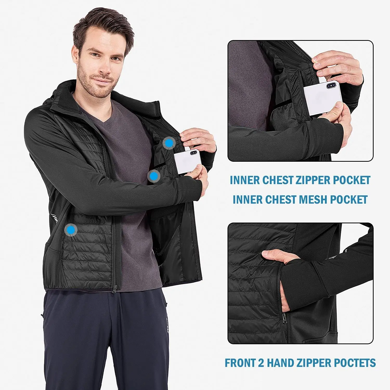 Winter warm mountaineering down jacket lightweight mixed jacket waterproof jacket