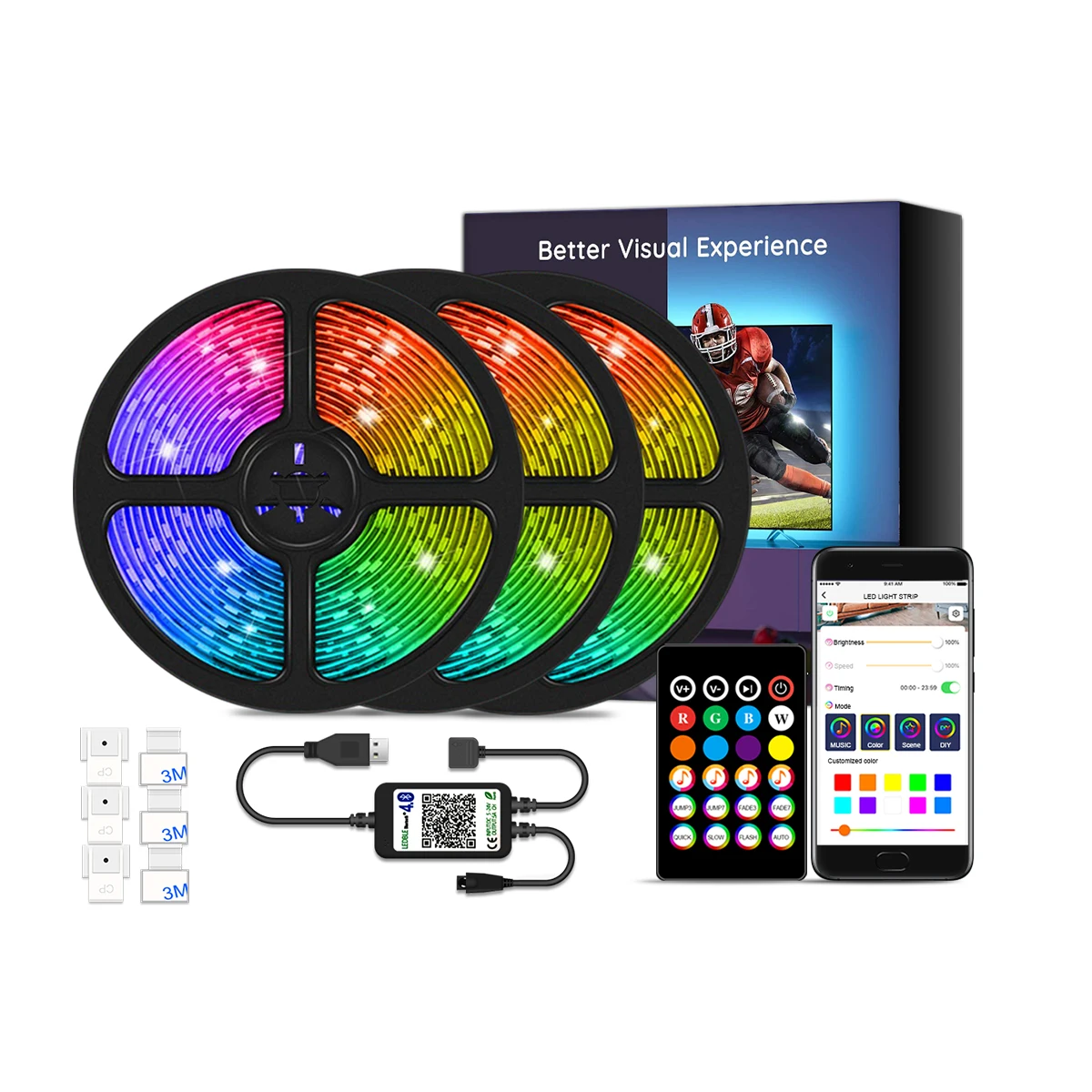 New 5V Low Voltage APP Remote Control RGB Car Atmosphere Light Bar Indoor Computer Fill Light Colorful LED Light Bar