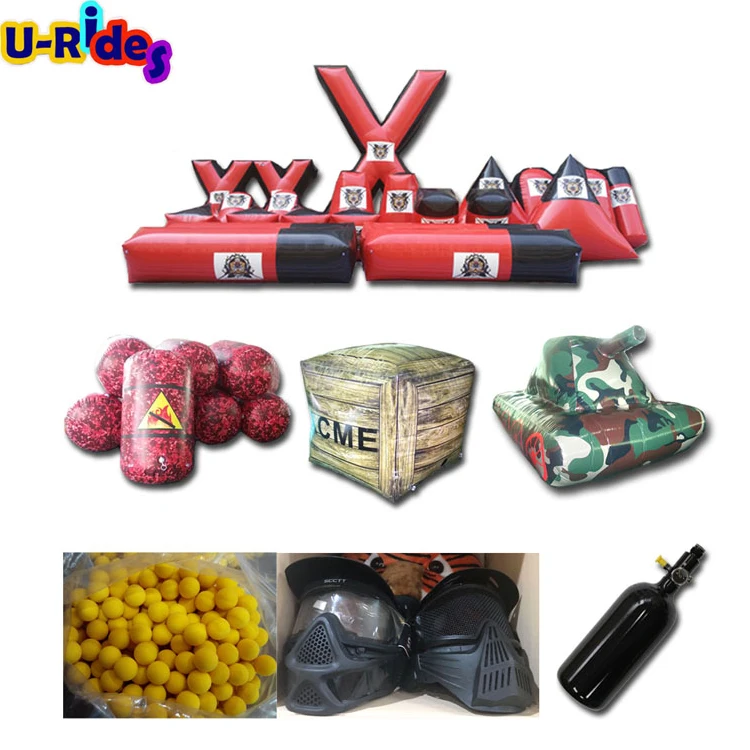 V-shape Green color inflatable tactical Paintball bunker for fun