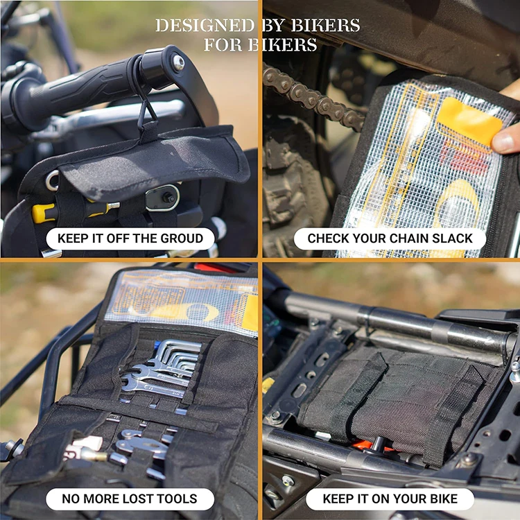 Heavy Duty and Waterproof Motorcycle Tool Roll Tool Bag with Hanger Hook