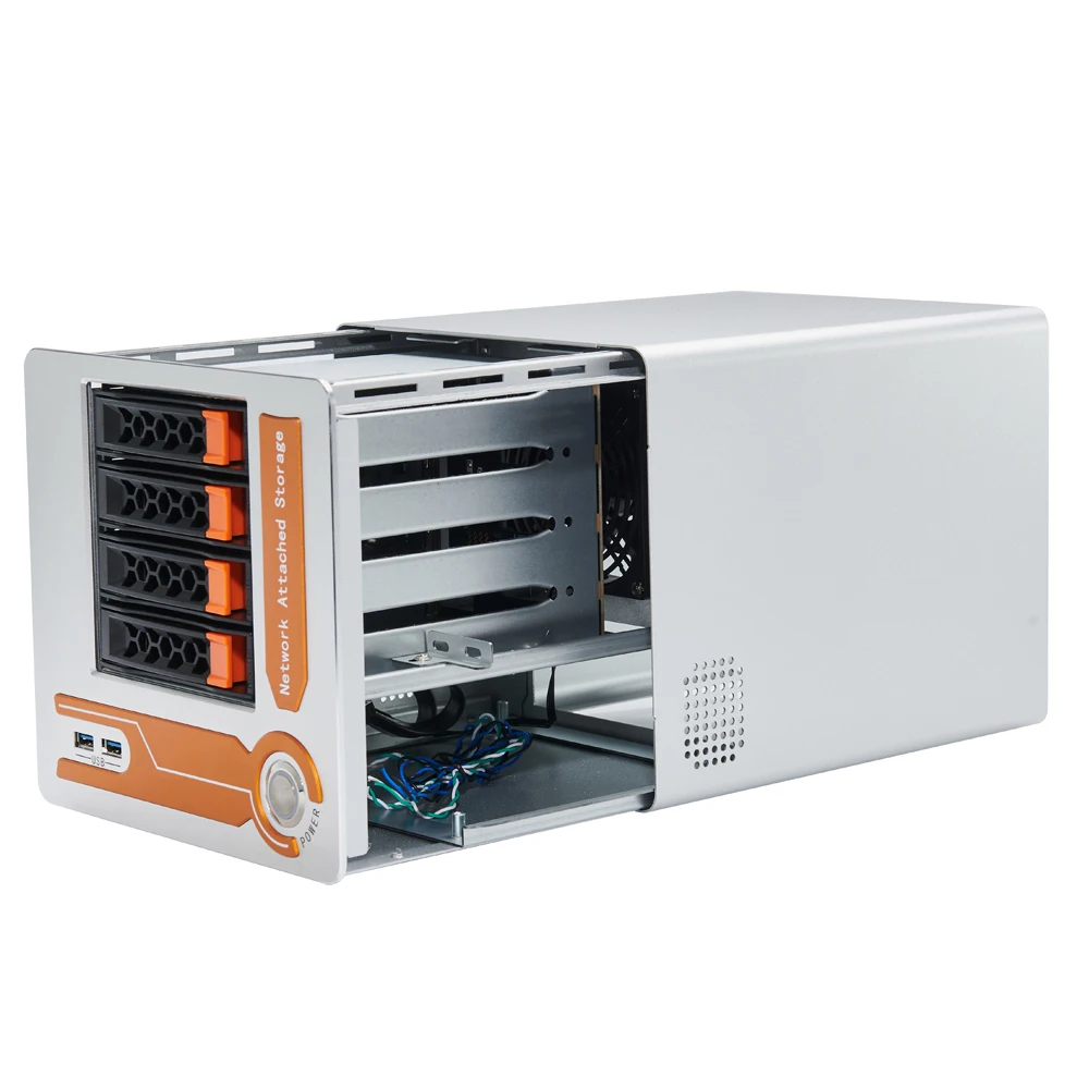 Live Discount Computer Tower Case 4Bay 2.5 3.5 Hot Swap ATX NAS Server Case with 2 USB