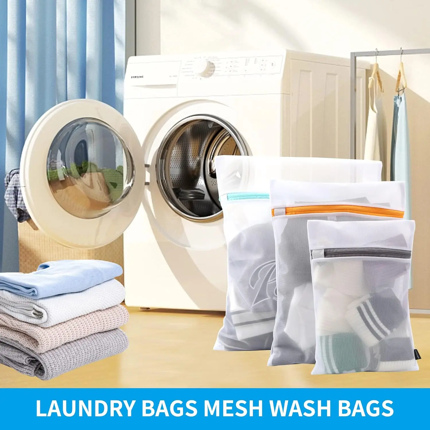9 Piece 3 Sizes Mesh Laundry Bag with Zipper Lingerie Bags for Washing Underwear Reusable Washing Bag Sets
