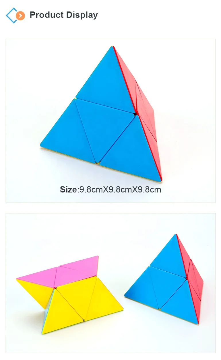 Fidget toy 9.8cm puzzle stickerless toy plastic 2X2 triangle pyramid cube