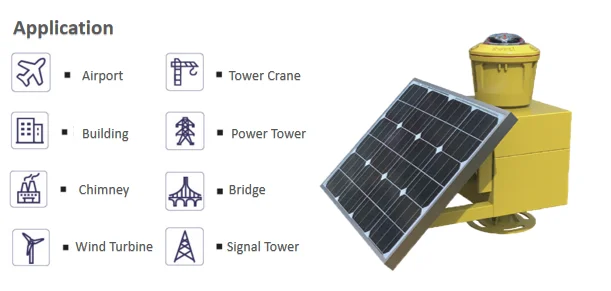Solar Powered Marine Heliport Helipad Airport Obstacle Aviation Warning Light