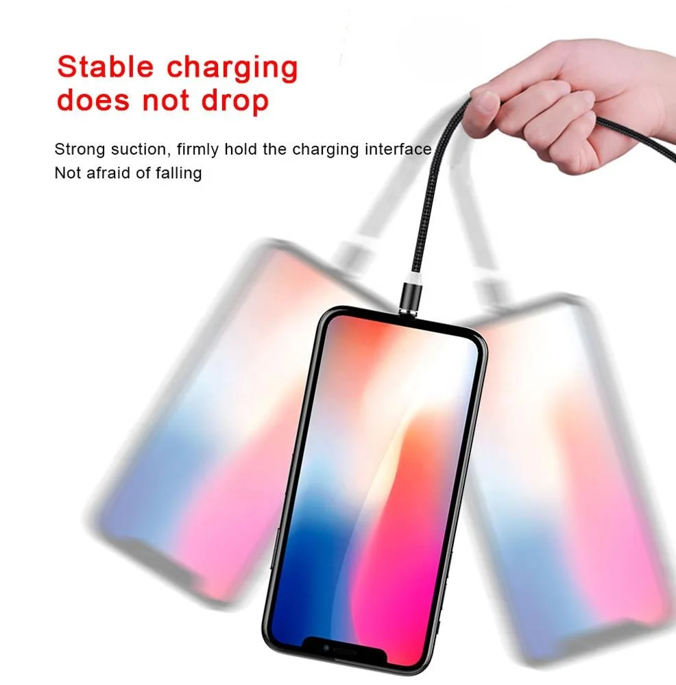 3 in 1 magnetic usb cable 3a 5a multi magnetic fast charging charger cable 3in 1 led round 1m 2m quick charge for mobile phone