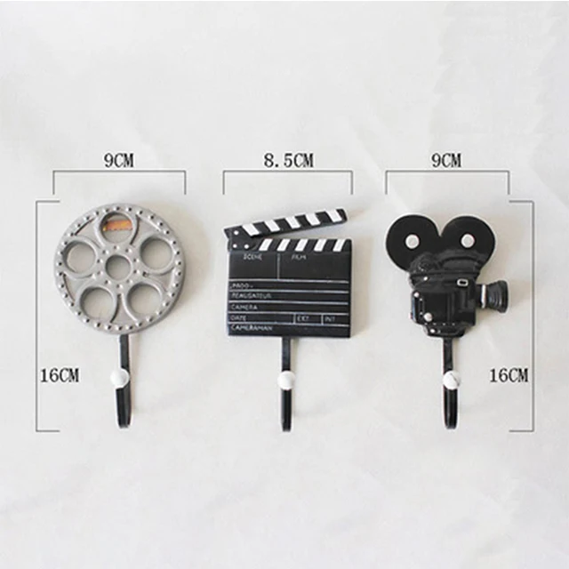 Американский Сельский ретро дизайн каучуковый кино приспособление форма крючок для пальто настенный набор