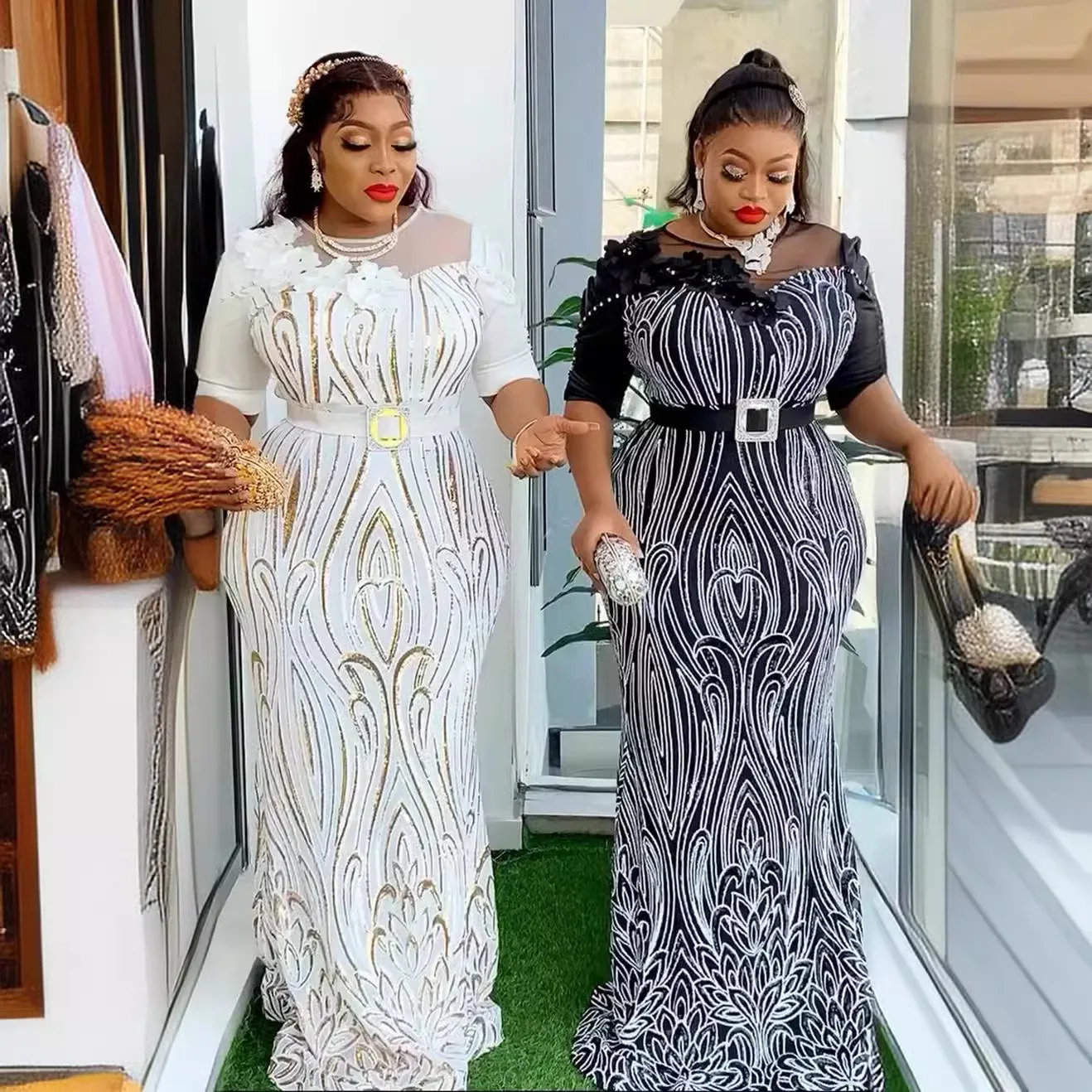 QG 007 2024 New Design Hot Selling Hot Diamond Printing Large Size African Clothing