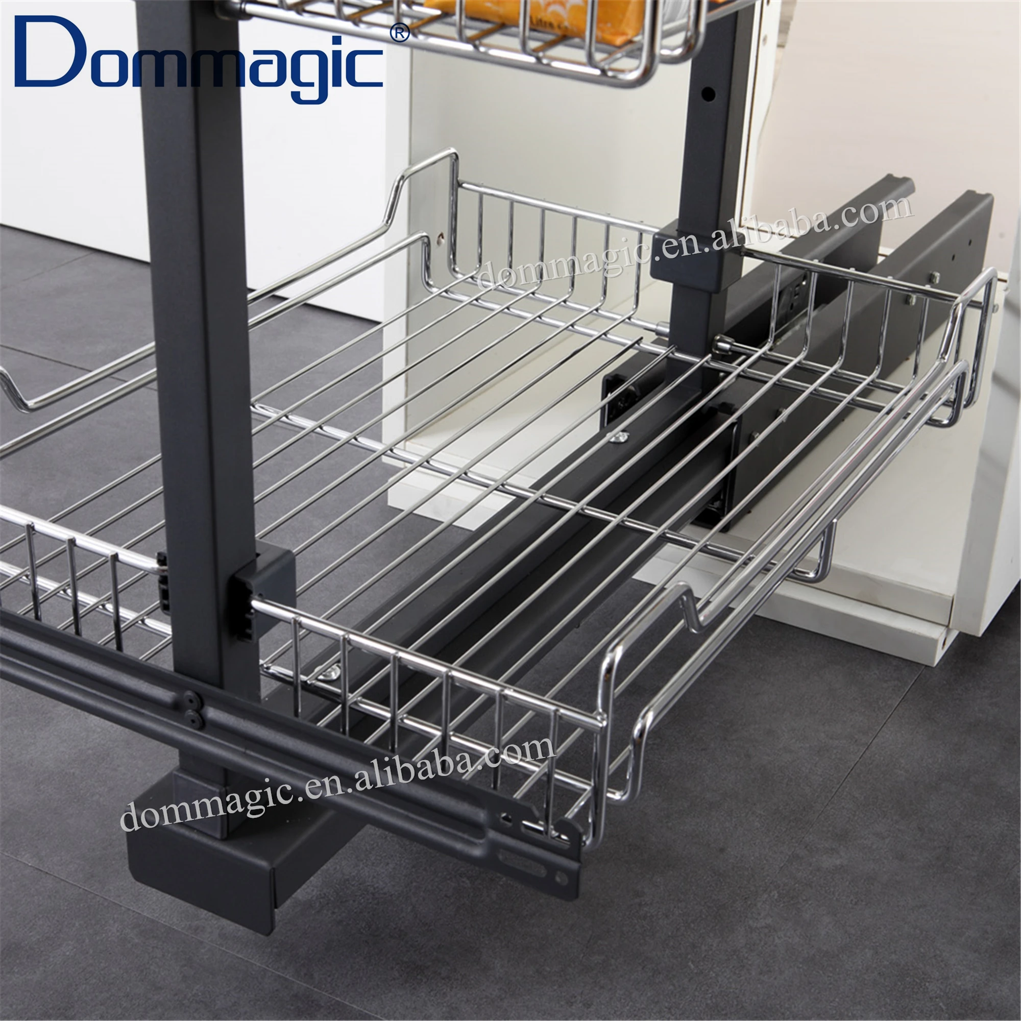 Tall Unit Kitchen Storage GRASS slide Tall Pull Out Kitchen Cabinet Hardware Tandem Basket Wooden Tray Anthracite D20612