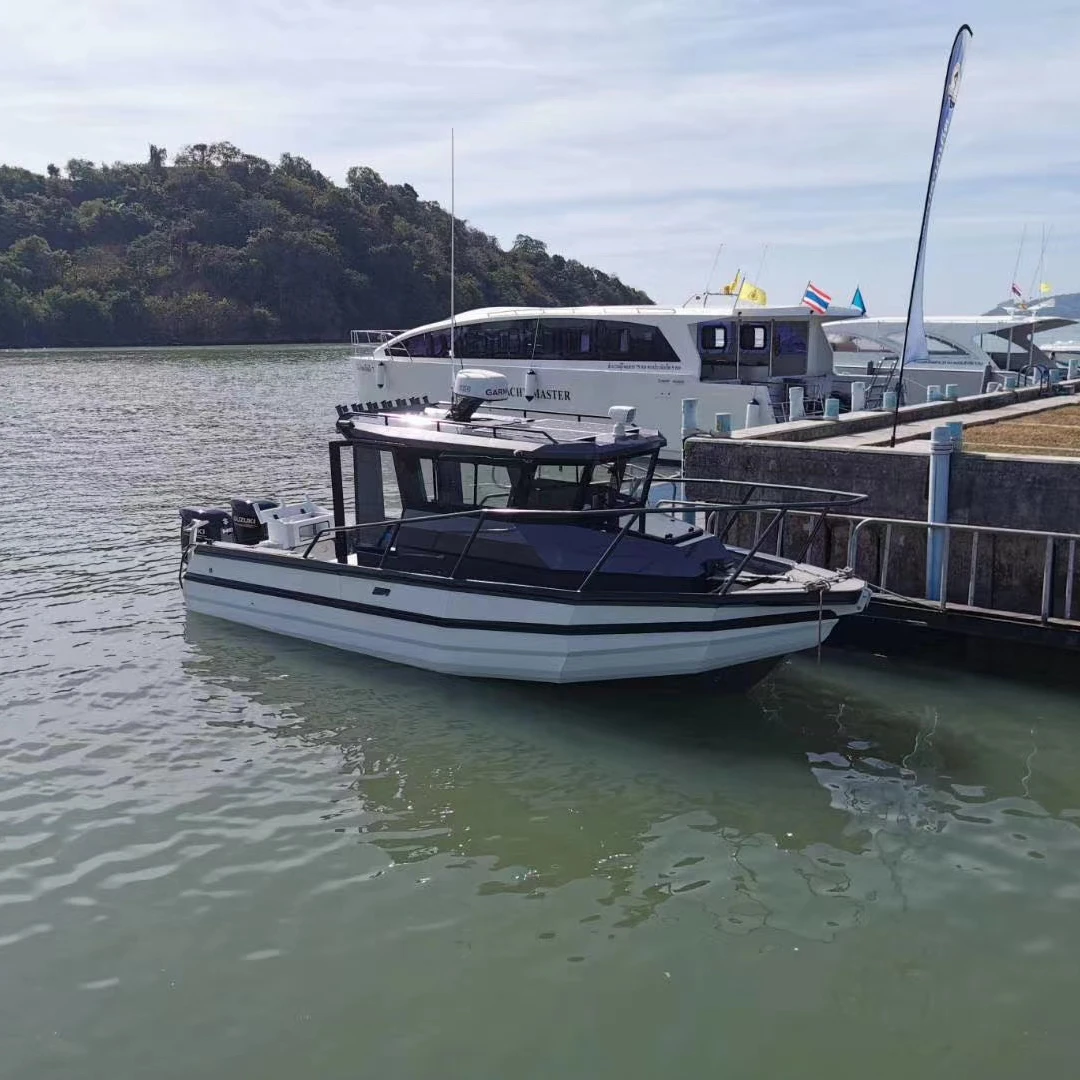 CE Approved custom welded aluminium boat hard top with engine row fishing boat for sale