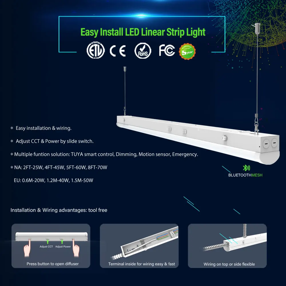 Wholesale Ceiling Fixture Battery White Led Tube 4ft 36w 8ft Linear Motion Sensor Color Smart Batten Led Strip Light
