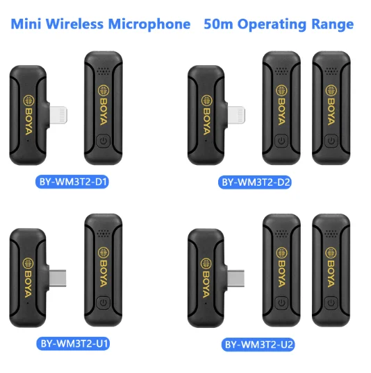 BOYA BY-WM3T2 Professional Dual Mini Mic Lapel Wireless Lavalier Microphone for iPhone Smartphone Vlog Recording live streaming