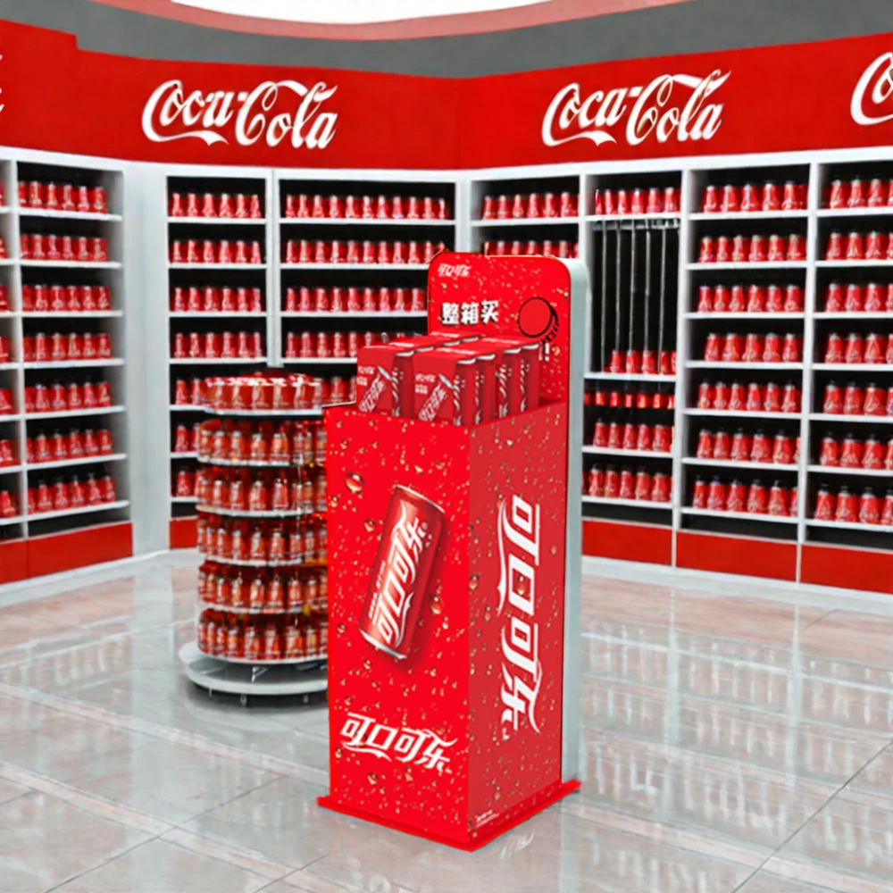 Custom Auto Lift Display Stand Supermarket Floor Standing Retail Rack Automatic Rising-Lowering Cardboard Stand Recyclable