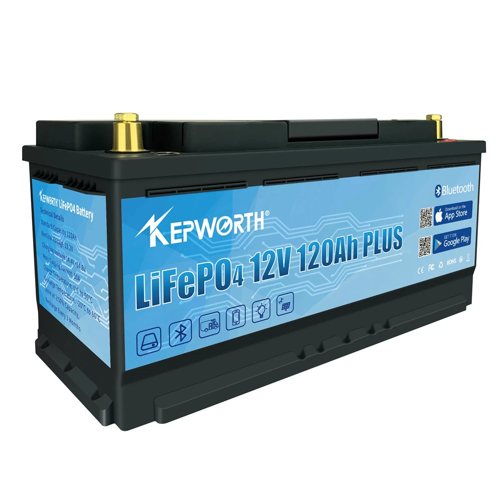 12V 120Ah LiFePO4 Built-in BMS Blue Tooth  Lithium Iron Phosphate Battery 1440wh For  RV Campers Golf Cart Off-Road