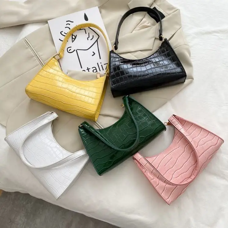Factory Direct Sale Croc-Embossed Shoulder Bags Bulk Leather Underarm Bag Kitty Women Hand Bags Korea Handbags Istanbul