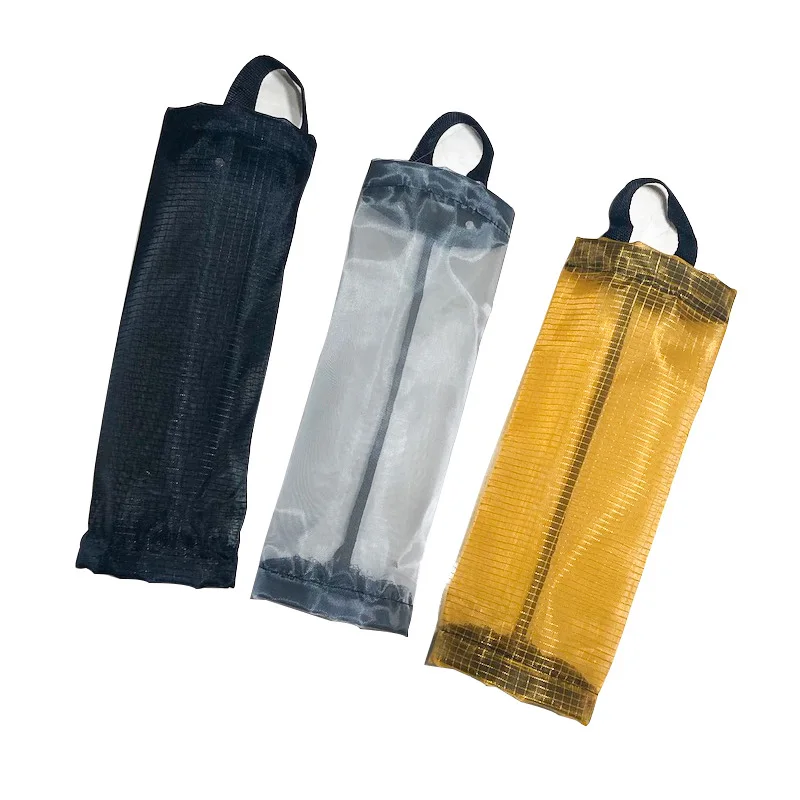 Plastic bag rack recycling dispenser folding mesh storage bag, garbage bag rack kitchen organizer