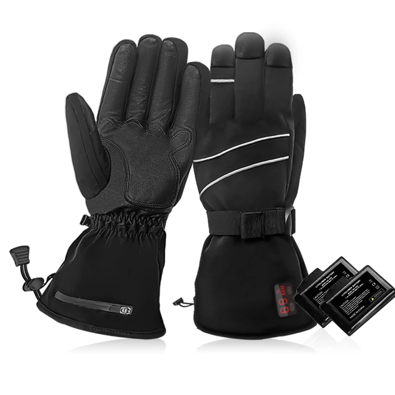 Unisex 7.4V Lithium USB Electric Battery Heated ski Gloves Winter warm Touch screen Water repellent