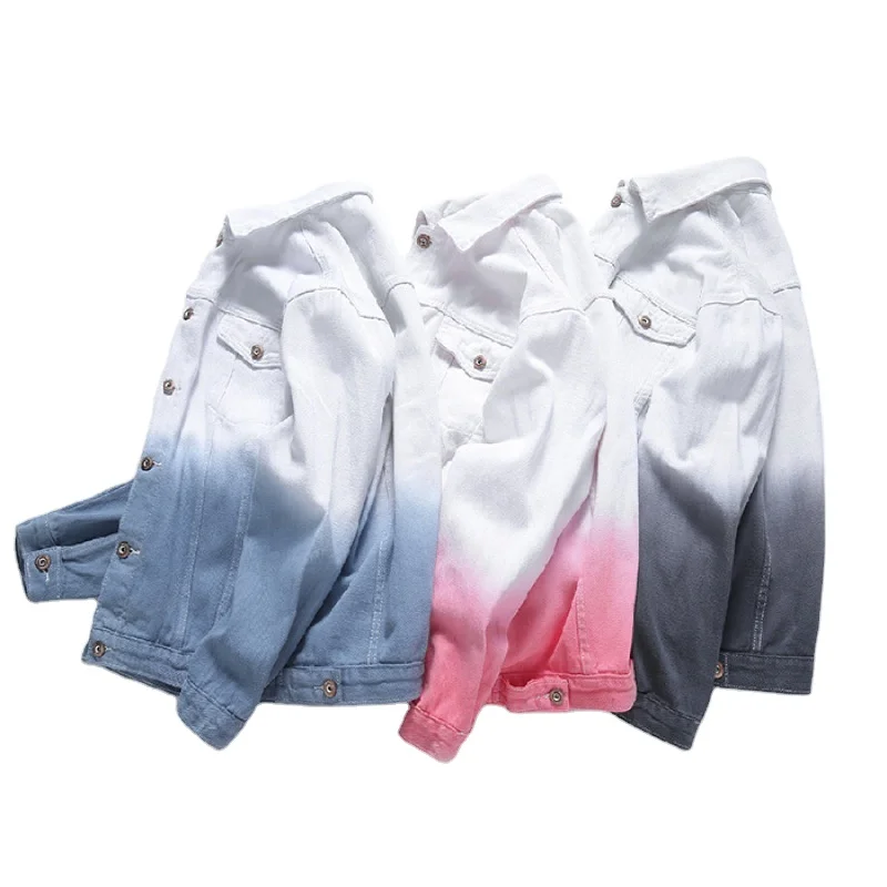 Мужская Уличная одежда в стиле «хип-хоп», персональный градиент Slim fit утепленная джинсовая куртка модная однотонная хлопковая футболка дизайн; Простая и подходит для повседневного ношения, джинсовая куртка