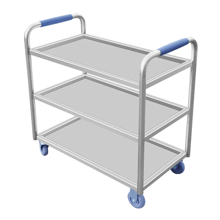 Dimensions custom three-tier stainless steel dining car Hotel hand pushed dining car can be assembled with removable trolleys