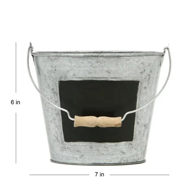 Multi-Function Galvanized Metal Bucket Iron Round Pails Tin Bucket Water Bucket Pail Container with Chalkboard